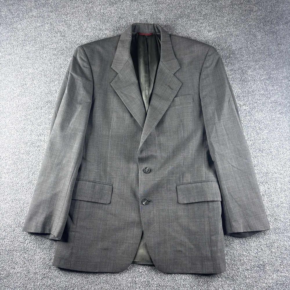 Jos A Bank Blazer Mens‎ 38R Gray Business Express Wool Windowpane Sport Coat